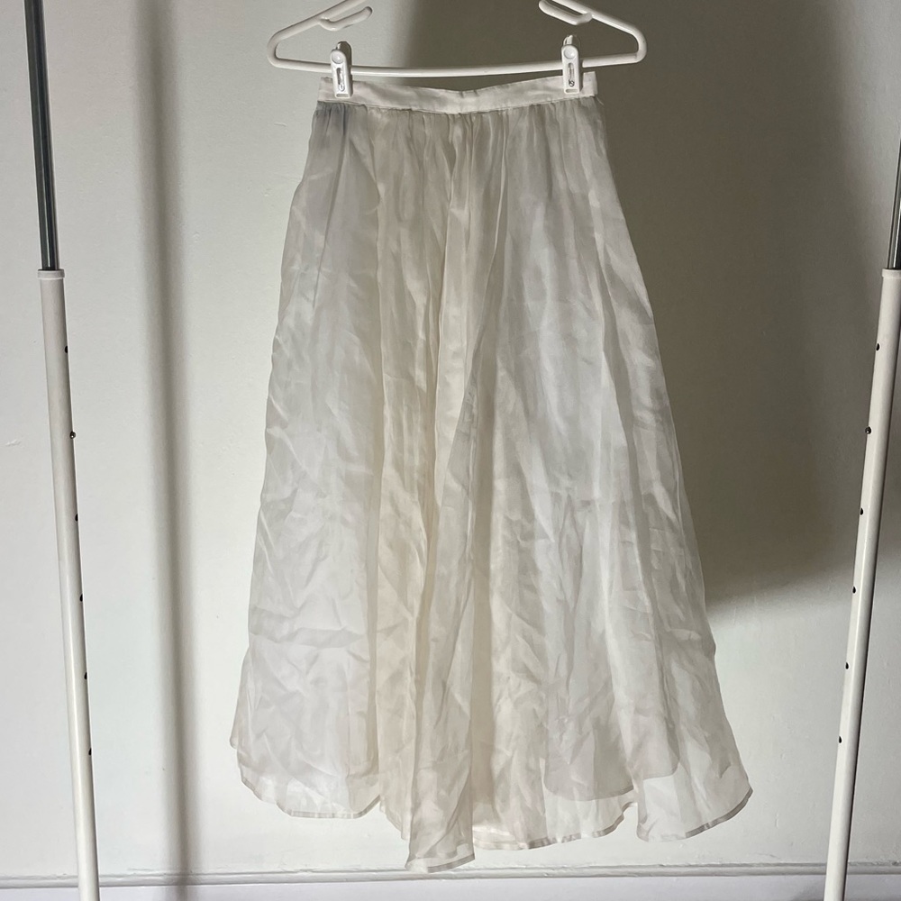 Adrienne Vittadini White Silk Tulle Skirt NWT